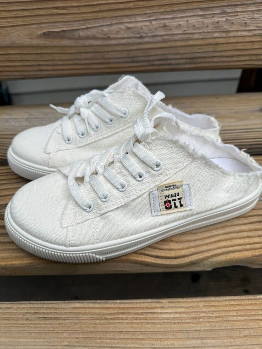 Women Canvas Slip on Sneakers Denim Casual Shoes Lace Up Beach Shoes Summer 38